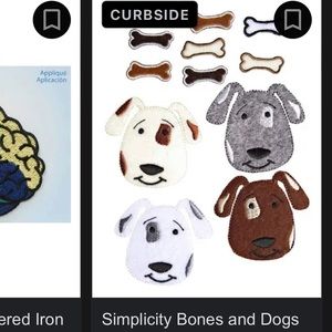 Simplicity Embroidered Iron-on/Sew-on Appliqués-Dogs & Bones 12–pieces